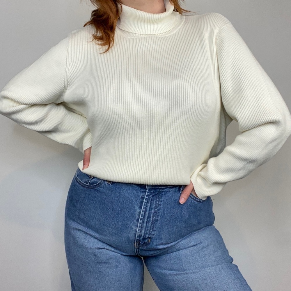 Lane Bryant Ivory Oversized Turtleneck Sweater